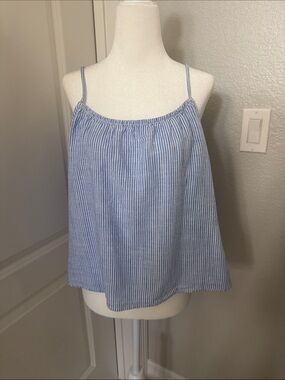 H&M Blue and White Striped Spaghetti Strap Camisole